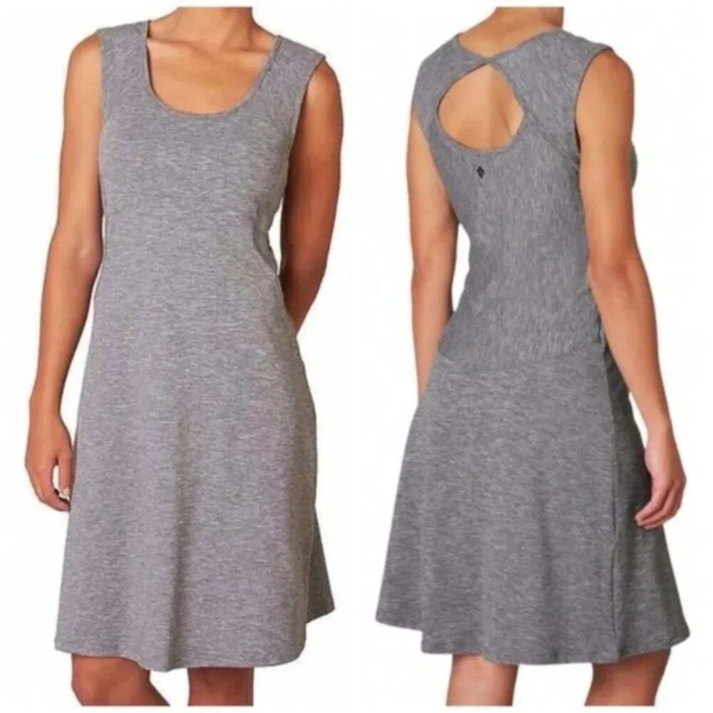 PrAna Gray Sleeveless Athletic Dress Built In Shelf Bra Size S
